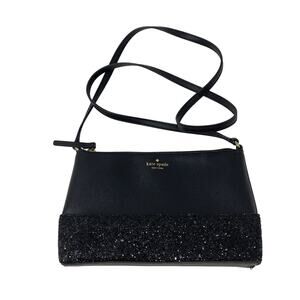 Kate Spade Greta Crossbody Flash Glitter Bag Black Saffiano Leather